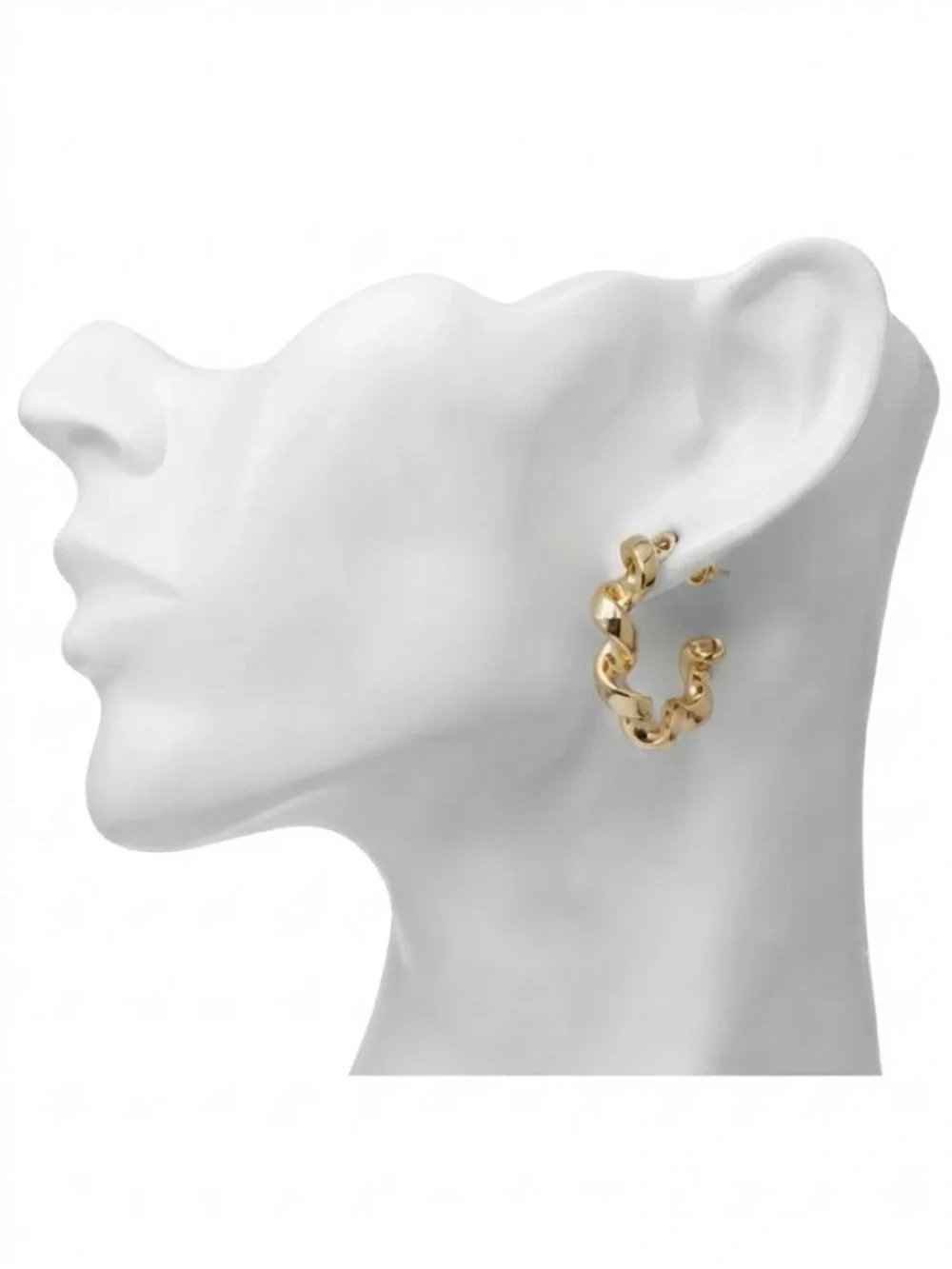 Gold Tone Swirl Hoop Stud Earrings (NWT)